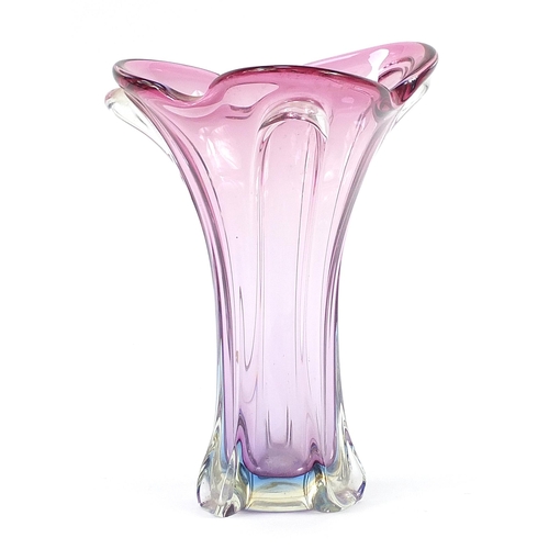 1068 - Large amethyst art glass vase, 34cm high