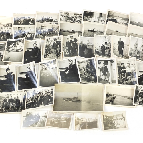 1516 - Collection of World War II naval interest photographs including ships, the largest inscribed T Class... 