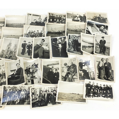 1516 - Collection of World War II naval interest photographs including ships, the largest inscribed T Class... 