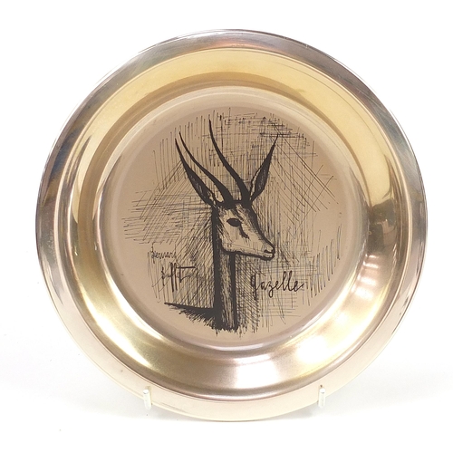 2222 - Bernard Buffet gazelle design circular plate with frame and box by John Pinches for Franklin Mint, 2... 