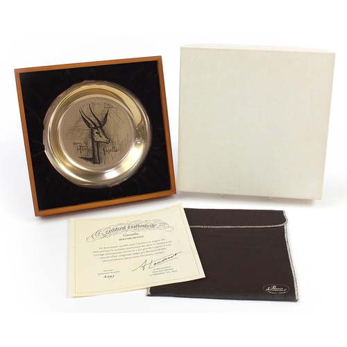 2222 - Bernard Buffet gazelle design circular plate with frame and box by John Pinches for Franklin Mint, 2... 