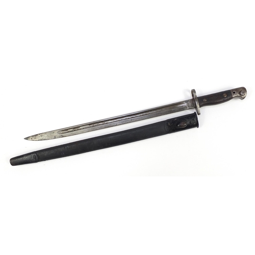 2361 - British military World War I 1907 Wilkinson pattern bayonet with scabbard, impressed marks to the st... 