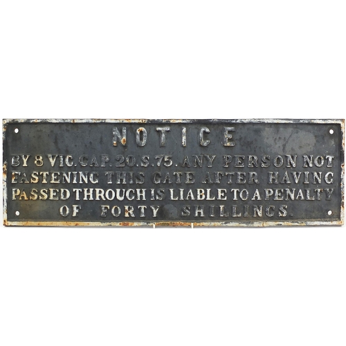 1487 - Railwayana interest cast iron Penalty Notice plaque, 77cm x 24.5cm