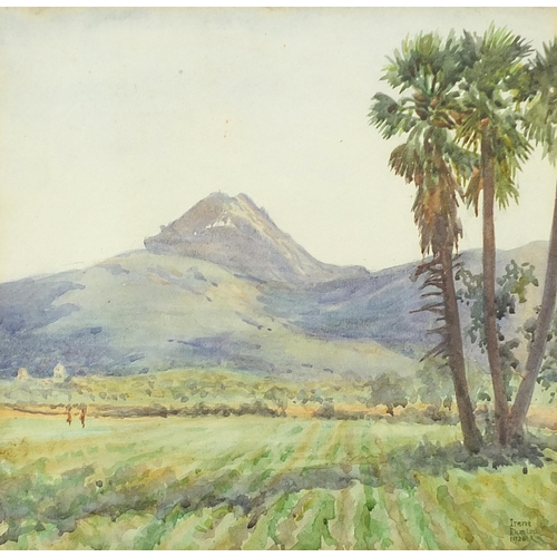 1298 - Irene Dunlop 1926 - In the Shadow of Cape Town Mountain, South African school signed watercolour, mo... 