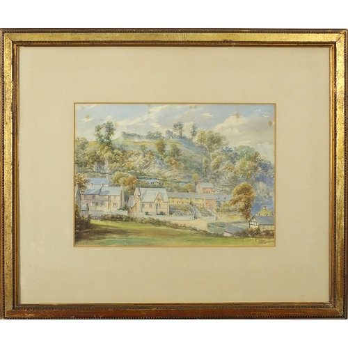 1001 - Emily K Salter 1894 - Rural landscape with buildings before hills, possibly Malvern, and Georgian co... 