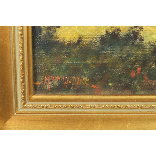 1273 - Rural landscapes with cottages, pair of oil on canvasses, each indistinctly signed, possibly M... W ... 