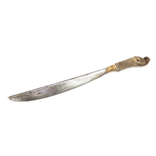 441 - Middle Eastern hunting knife with horn handle, possibly rhinoceros, 47cm in length