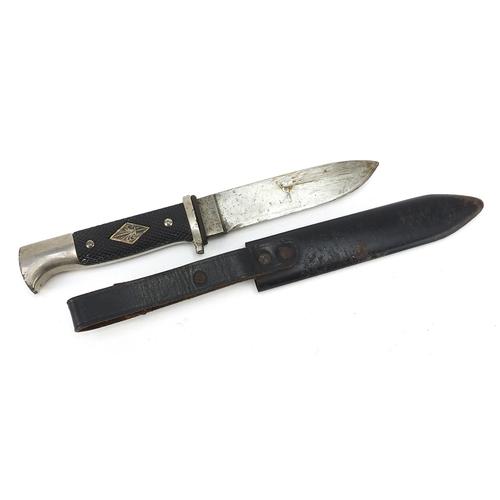 2366 - German military interest Hitler Youth style Boy Scout's knife with sheath, 25.5cm in length