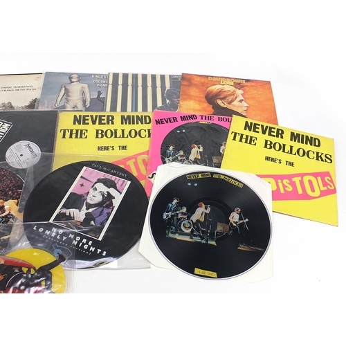 1428 - Vinyl LP records and picture discs including The Sex Pistols, Guns & Roses and David Bowie