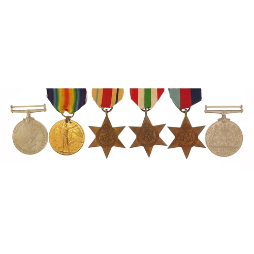 2290 - British military World War I and World War II six medal group including Victory medal awarded to 692... 