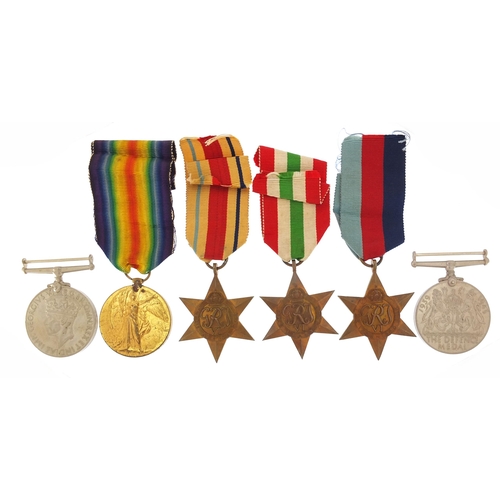 2290 - British military World War I and World War II six medal group including Victory medal awarded to 692... 