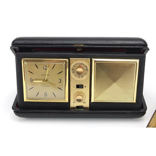 671 - Ansonia Sun watch and Estyma travel clock, the largest 18cm wide