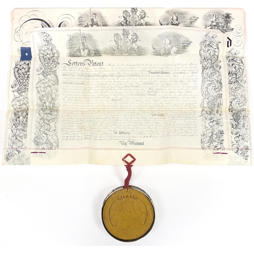 1475 - Victorian vellum patent document presented to William Isaac Palmer for improvements in machinery or ... 