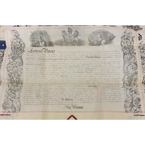 1475 - Victorian vellum patent document presented to William Isaac Palmer for improvements in machinery or ... 