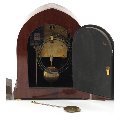 1181 - Three mantle clocks including an Art Deco Elliott clock and inlaid mahogany striking clock, the larg... 