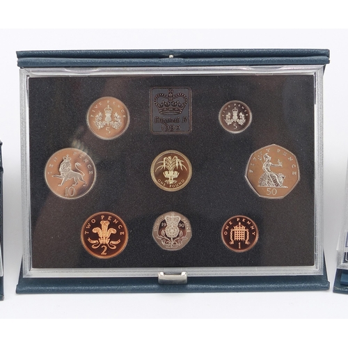 1623 - Three United Kingdom proof coin collections comprising 1990, 1991 and 1992