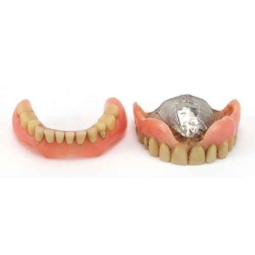 2158 - Pair of dentures with gold fillings and white metal plate housed in a Boucheron 180 New Bond Street ... 