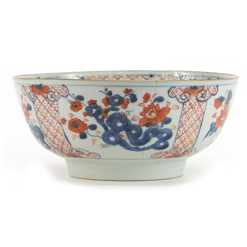 1182 - Chinese porcelain bowl hand painted in the Imari palette with flowers, 20cm in diameter