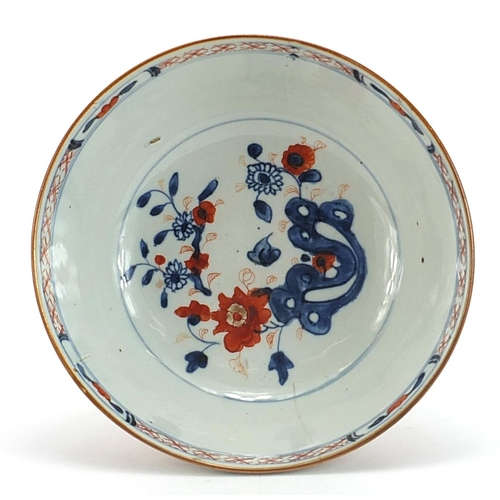 1182 - Chinese porcelain bowl hand painted in the Imari palette with flowers, 20cm in diameter