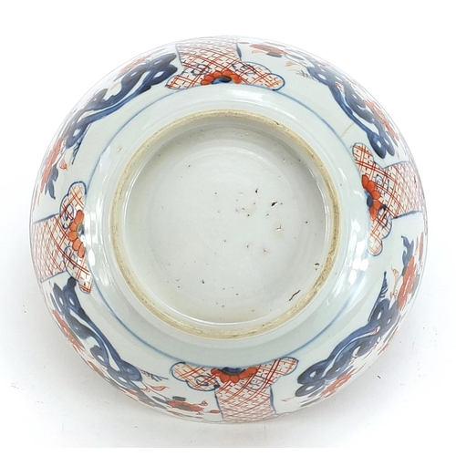 1182 - Chinese porcelain bowl hand painted in the Imari palette with flowers, 20cm in diameter