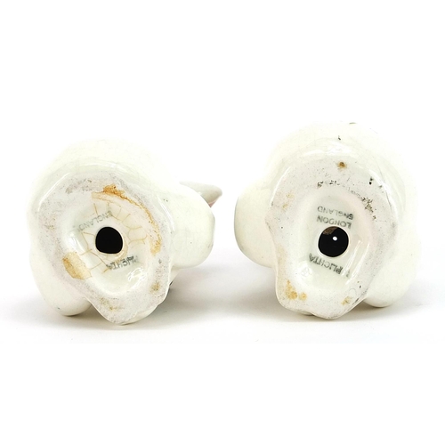 657 - Pair of Plichta pottery koala salt and pepper shakers hand painted with thistles, 8cm high