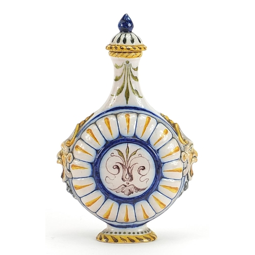 265 - Richard Ginori, Italian Maiolica flask with twin handles, 16cm high