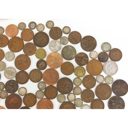 1603 - Victorian and later coinage, some silver, including half crowns, threepenny bits, sixpences and penn... 