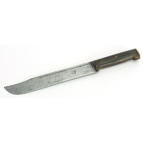 2369 - German hunting knife with horn handle and steel blade impressed Fernando Esser, 31.5cm in length