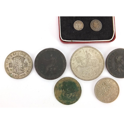 1590 - George III and later British coinage including two 1814 maundy coins and 1935 Rocking Horse crown