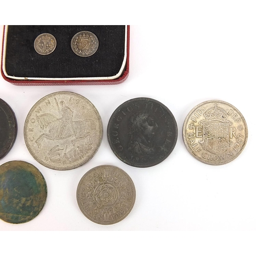 1590 - George III and later British coinage including two 1814 maundy coins and 1935 Rocking Horse crown