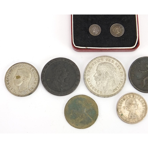 1590 - George III and later British coinage including two 1814 maundy coins and 1935 Rocking Horse crown