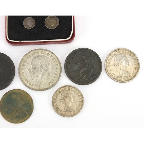 1590 - George III and later British coinage including two 1814 maundy coins and 1935 Rocking Horse crown