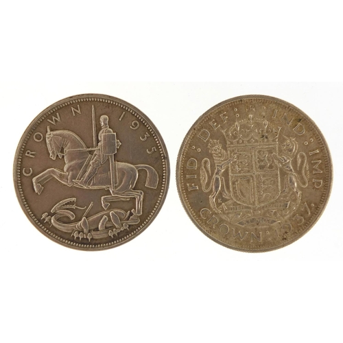 1579 - Two British crowns comprising George V 1935 Rocking Horse and George VI 1937