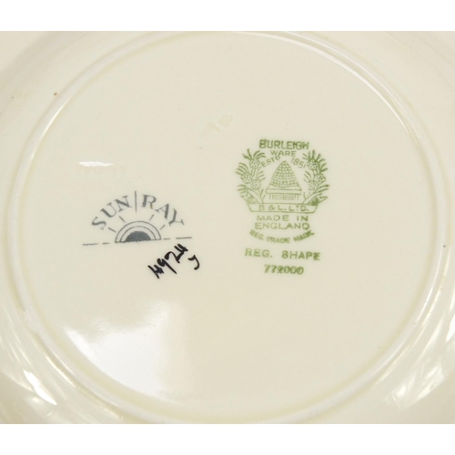 253 - Art Deco Burleigh Ware Sun Ray dinner ware, reg shape 772000, including meat platter and lidded ture... 