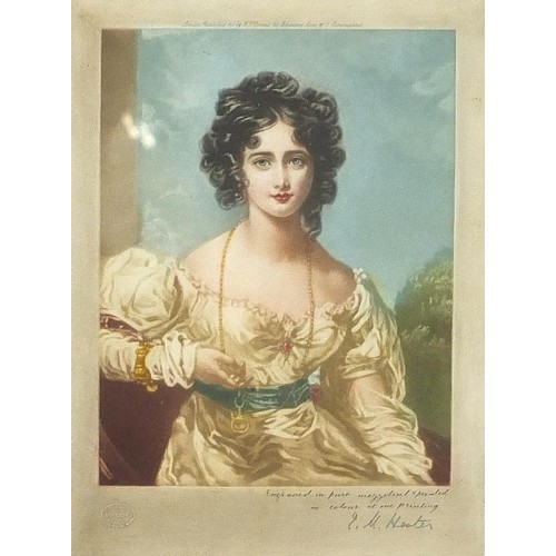 1071 - E M Hester - Miss Byng and Miss Crocker, pair of pencil signed mezzotints in colour, one after Sir T... 