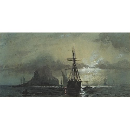 118 - Charles Napier Hemy 1895 - St Michael's Mount, Cornwall, late 19th century maritime interest heighte... 