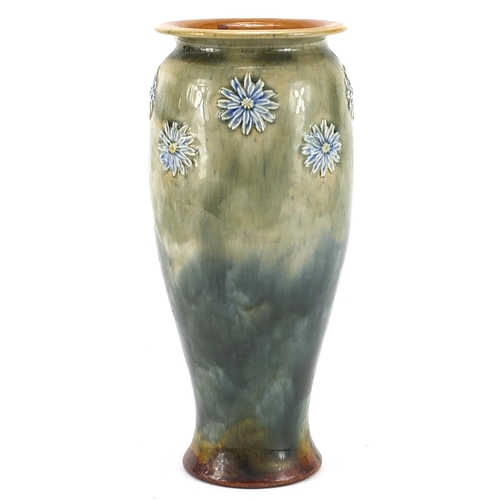 322 - Royal Doulton, Art Nouveau stoneware baluster vase decorated with stylised flower heads, painted ini... 