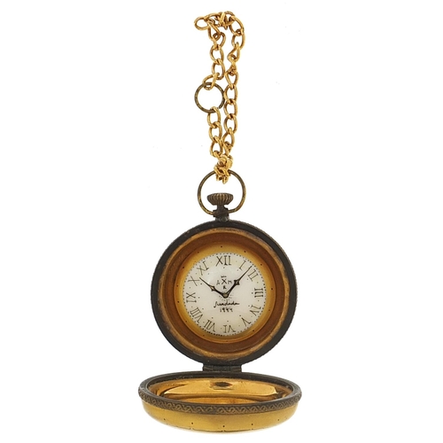 500 - Limoges porcelain trinket box in the form of a pocket watch, 6cm high