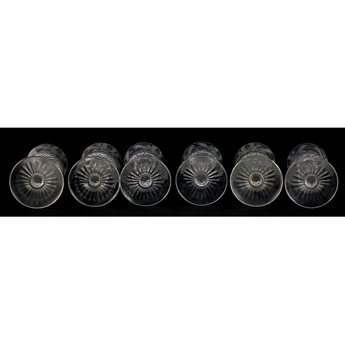 541 - Set of six Edinburgh Crystal liqueur glasses etched with thistles, each 9cm high