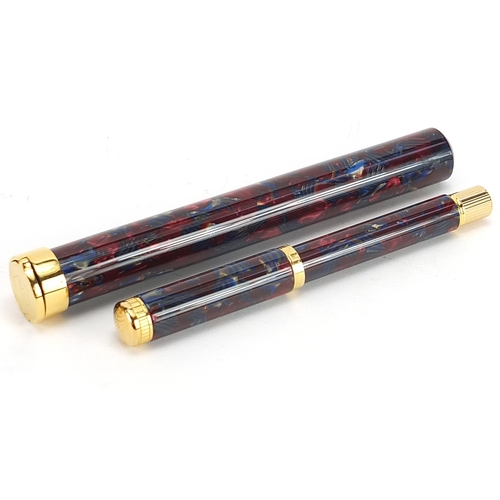 97 - Waterman Lady Agathe marbleised fountain pen with 18k gold nib, cylindrical case and box