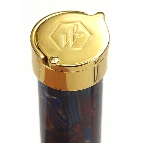 97 - Waterman Lady Agathe marbleised fountain pen with 18k gold nib, cylindrical case and box