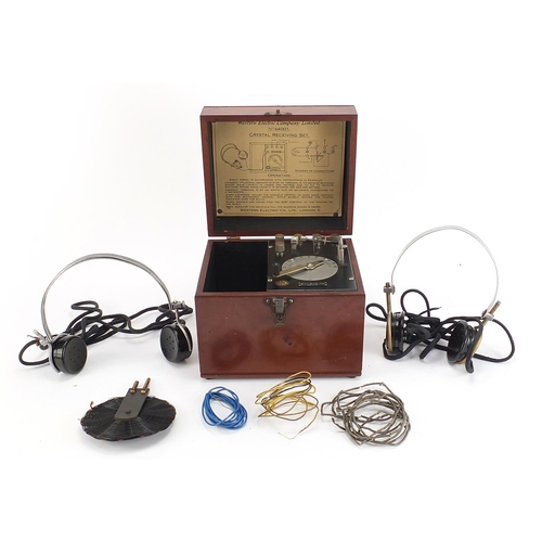 1213 - Western Electric Co Ltd, no 44001 crystal receiving set, the headphones engraved Presented to St Geo... 