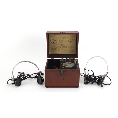 1213 - Western Electric Co Ltd, no 44001 crystal receiving set, the headphones engraved Presented to St Geo... 