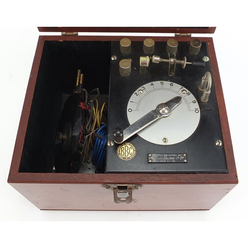 1213 - Western Electric Co Ltd, no 44001 crystal receiving set, the headphones engraved Presented to St Geo... 