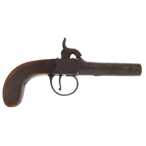 2379 - 19th century percussion cap muff pistol engraved Clark, 17cm in length