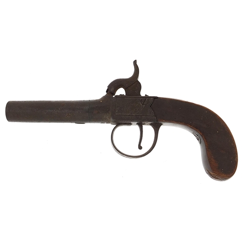 2379 - 19th century percussion cap muff pistol engraved Clark, 17cm in length