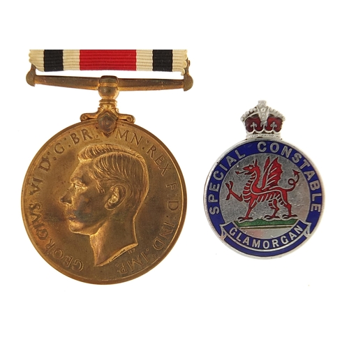 2298 - George VI Special Constabulary Faithful Service medal and Glamorgan Special Constable enamelled lape... 