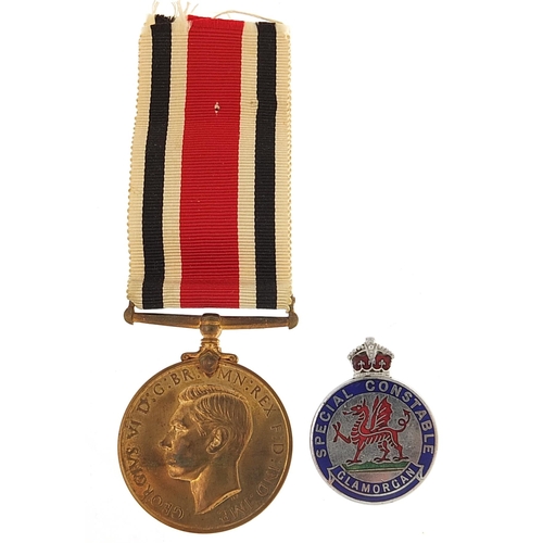 2298 - George VI Special Constabulary Faithful Service medal and Glamorgan Special Constable enamelled lape... 