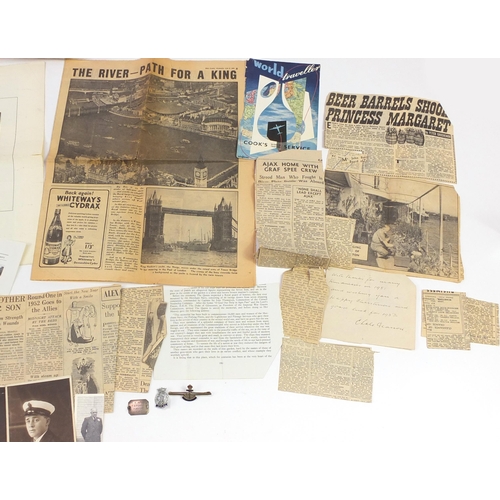 2327 - Collection of naval interest ephemera and related items relating to E G Kitney who served on HMS Aja... 