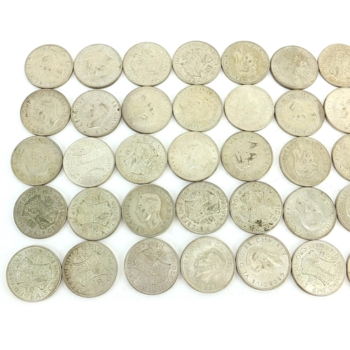 1593 - Collection of George VI British pre 1947 half crowns, 566.5g